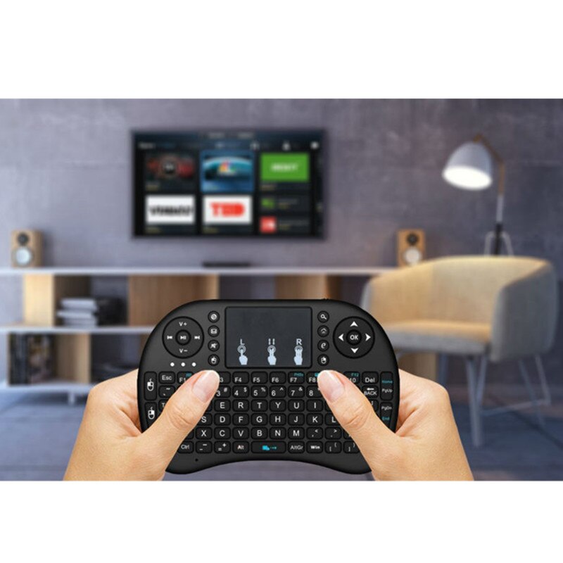 I8 2.4Ghz Wireless Keyboard Air Mouse Touchpad Handheld Voor Android Tv Box Mini Pc 7 Kleuren Backlit I8 Russische engels Kyeboard