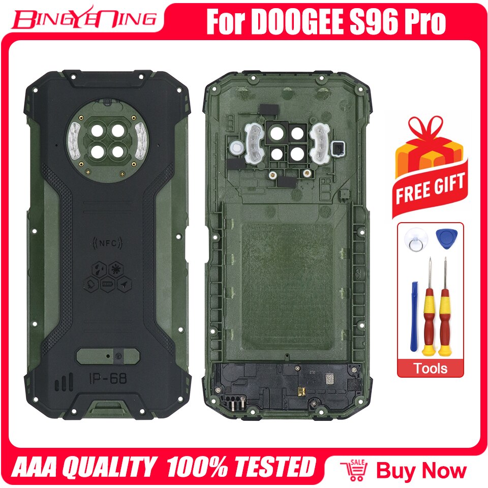 100%  originale til doogee  s96 pro batteri cover bagcover reservedele med højttaler + bagkamera linse telefon
