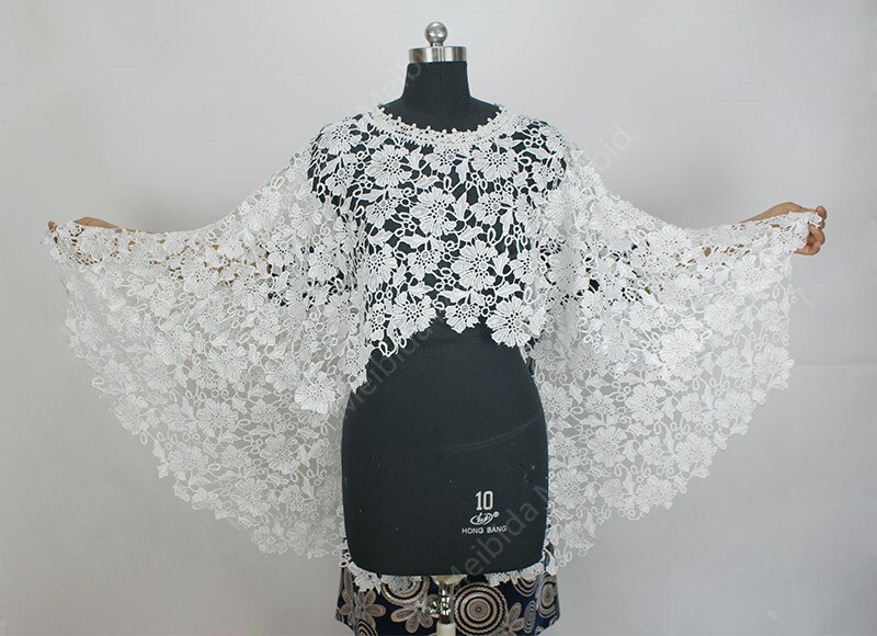 Detacheable Lace Jacket for Wedding Dress Scoop Neck High Low Bridal Wraps