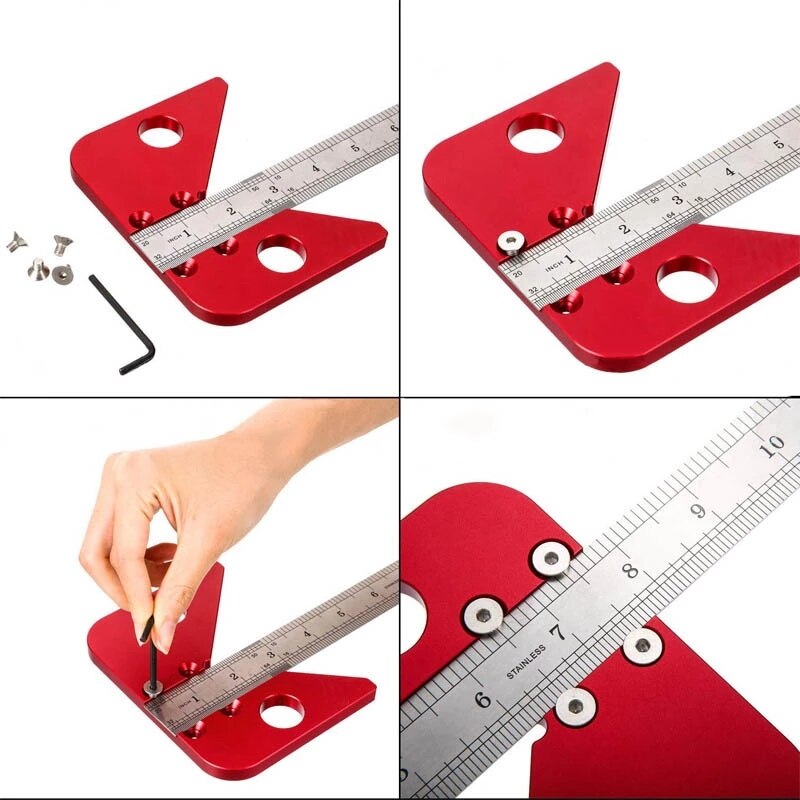 45 Graden Hoek Ronde Center Lijn Scribe Hout Regeerde Carpenter Ronde Hart Heerser Layout Gauge Houtbewerking Diy Tool