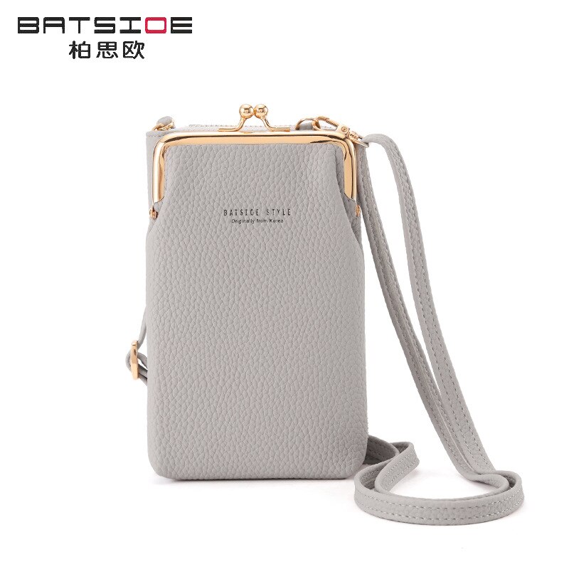 Batsioe-Bolso de teléfono para mujer, Cartera de estilo coreano de gran capacidad, longitud media, informal, con cremallera, bandolera Vertical, novedad de: Beige gray