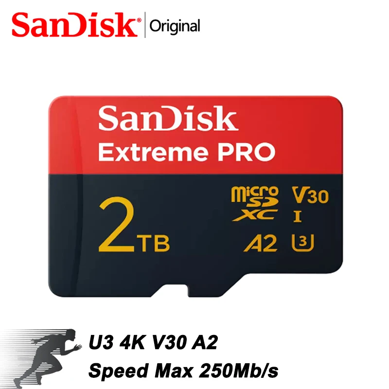 SanDisk Extreme Pro Micro SD Card V30 U3 A2 Memory Card 512Gb 256Gb 128Gb 64Gb 32Gb 1Tb Max up to 250Mb for Samrtphone PC Phone
