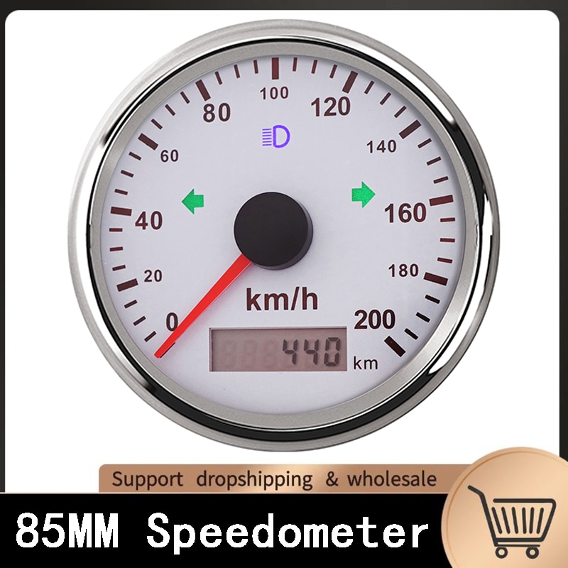 85mm GPS Speedometer With GPS Antenna for Car speed sensor motorcycle Boat Odometer 200km/h 125km/h Waterproof Gauge
