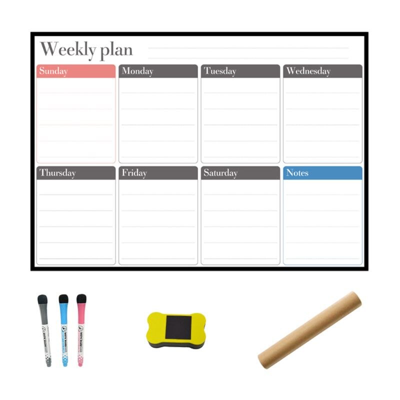 A3 Magnetic Weekly Planner Whiteboard Fridge Magnet Daily Message Drawing Refrigerator Bulletin Notes School Office Supplies C26