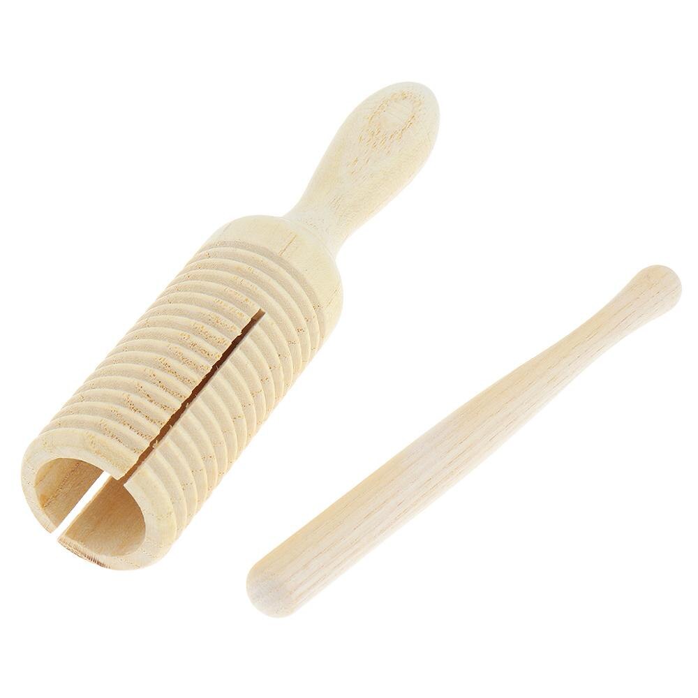 Eco-Friendly Sound Tube Wooden Crow Kid Children Pine Wood Sounder Musical Toy Percussion Education Instrument with Stick