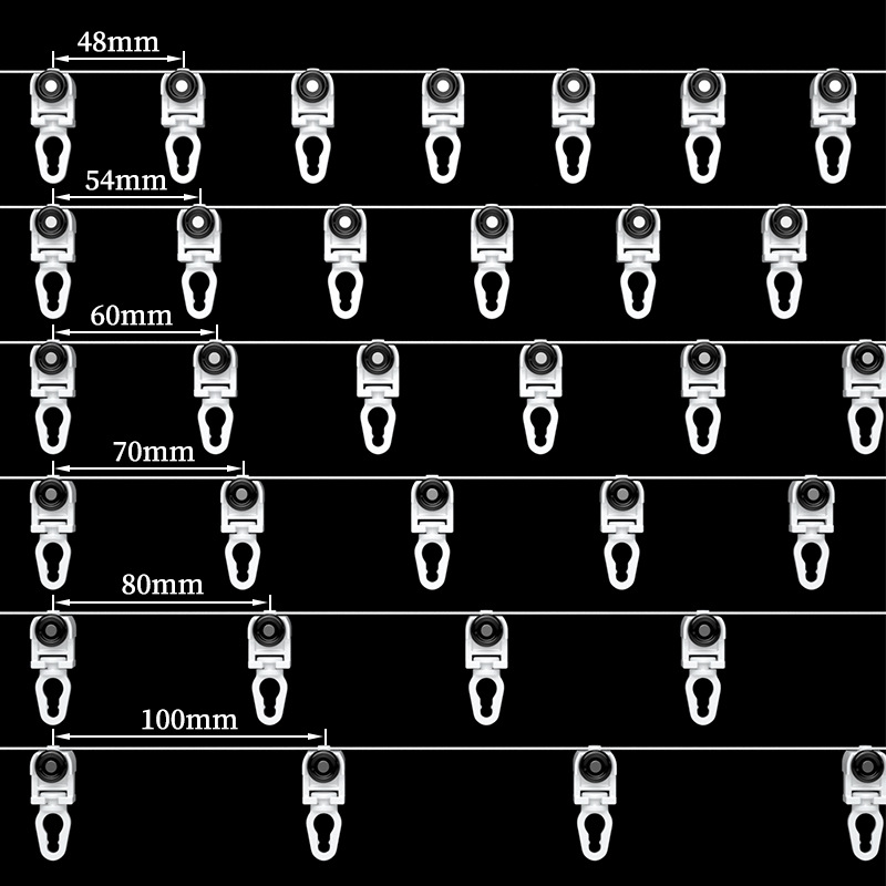 Gancho de cortina para cortinas plegables, cinta de serpiente, 6cm, 7cm, 8cm, corredor de línea de cortina S-wave con ruedas para pista Jialisi