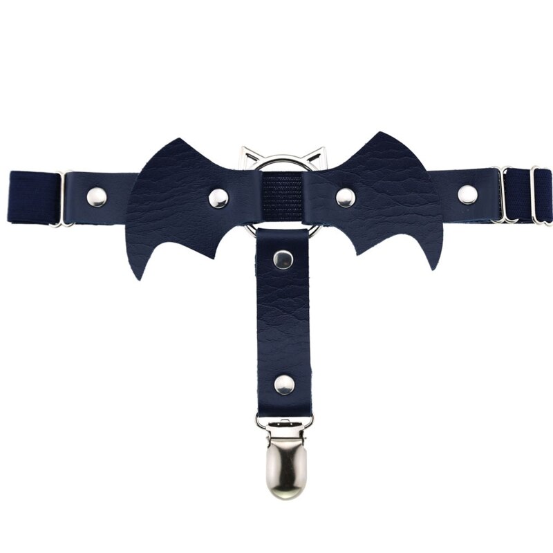 Leder Strumpfbänder für oberschenkel Hohe Socken Schläger-Förmigen Oberschenkel Ring Gothic Leder Strumpfband Strumpf Strumpf Gürtel: tief Blau
