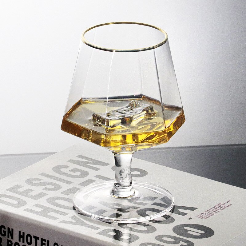 370Ml Cognacglas Diamond Crystal Glas Geesten Beker Gouden Rand Diamant Whisky Glas Wijn Glas: Default Title