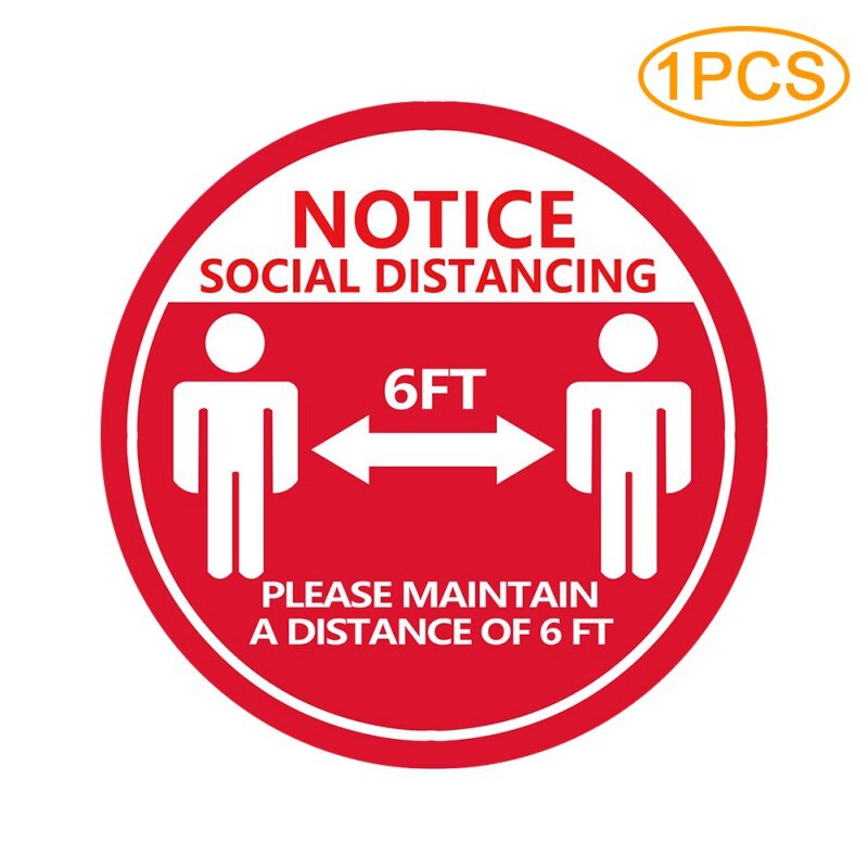 1pc Social Distancing Floor Decals Safety Floor Sign Poster Maintain 6 Foot Distance Anti-Slip Commercial Grade 11" Round