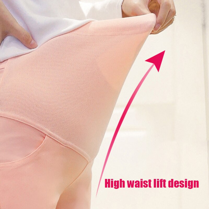 Leggings över magen för gravida kvinnor med stretchfötter pennbyxor  m09