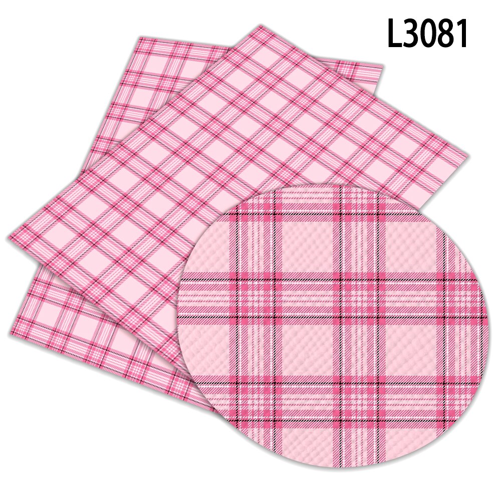 red Lattice Check Pattern Faux Leather Printed A4 22x30cm for Crafts Synthetic Leather ornamanets: L3081