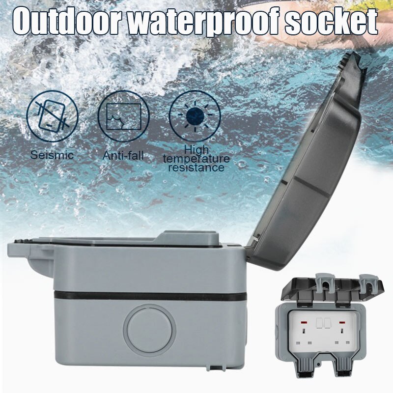 IP66 Weatherproof Waterproof Outdoor Wall Power Socket 16A Double Electrical Outlet USJ99