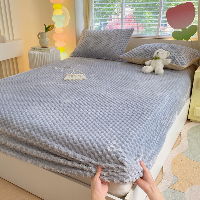 Varmt laken, mykt fløyels sengetrekk, dobbeltlaken, vintermadrassbeskytter, sengetøy, drapert de lit (putetrekk må bestilles): 220 x 240cm / Gul