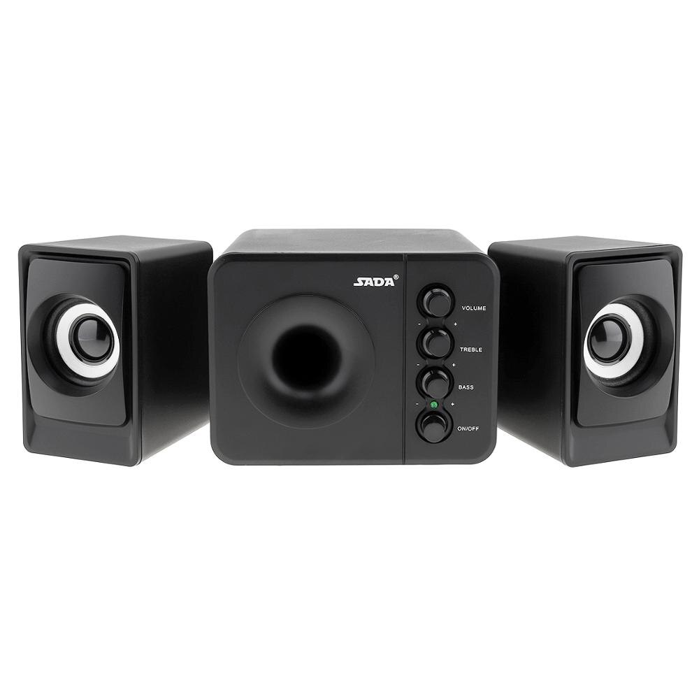 Altavoz de ordenador con Subwoofer USB 2,0 de SADA D-205 con enchufe de Audio de 3,5mm y enchufe de alimentación USB para ordenador de sobremesa ordenador portátil MP3 teléfono móvil MP4: black