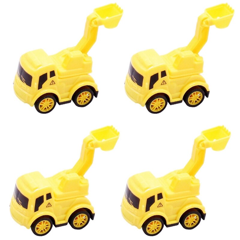 4 Pieces Baby Toy Cars Simulation Engineering Wind up Cars Toy Kids Pull-Back Vehicle Set for Toddlers Birthday Presents: Yellow