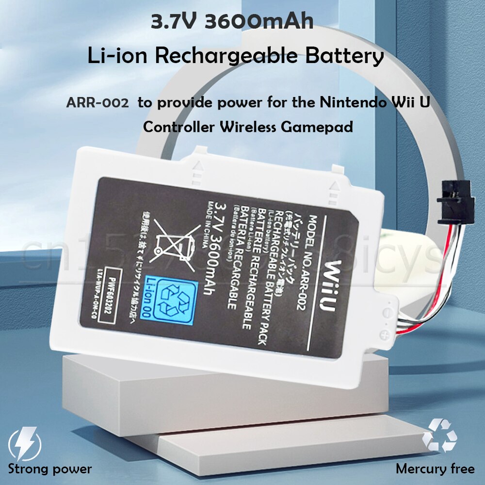 1 stk 3.7v 3600 mah arr -002 li- ion genopladeligt batteri til nintendo wii u trådløs controller joystick udskiftningsbatterier