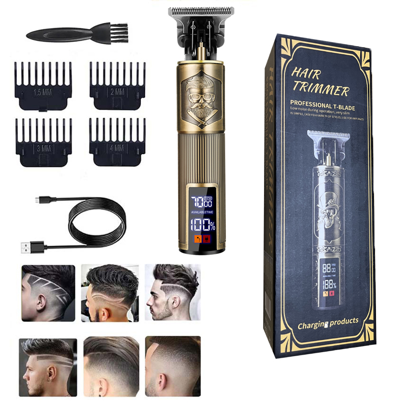 Cortadora de pelo T9 Vintage USB, máquina de corte de pelo inalámbrica , afeitadora recargable, cortadora de pelo ajustable para barbero