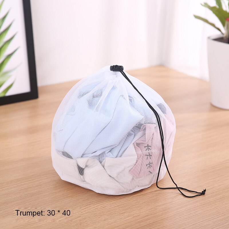 Laundry Bag Drawstring Mesh Net Thickened Drawstring Nylon Drawstring Thickness Storage Bag Bra Multi-size Clothing Wash Bag OPP: S