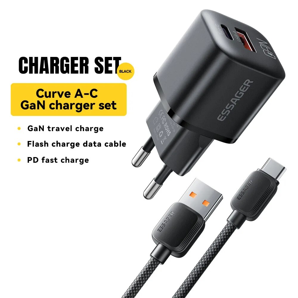 Essager 20W GaN USB tipo C cargador PD carga rápida teléfono QC 3,0 cargadores rápidos para iPhone 14 13 12 11 Pro Max Mini iPad carga: Universal