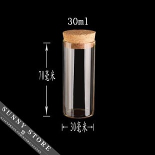 10pcs/lot 30x70mm 30ml Empty Tube Glass Bottles With Cork DIY Clear Transparent Glass Jars Containers Vials Tea Canister