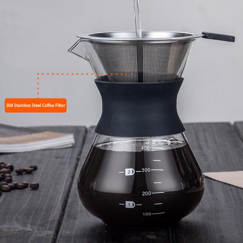 Cafetera de goteo de agua de vidrio para expreso, accesorio de café reutilizable con filtro de té, 200ml/400ml