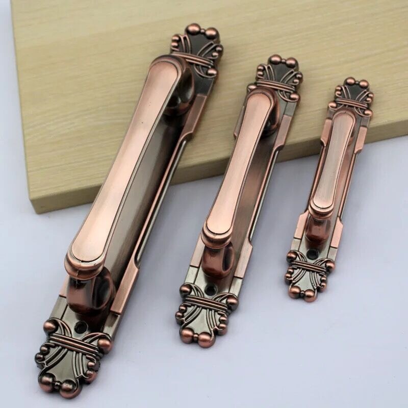Poignée de porte en cuivre antique avancée, poignée de porte de meuble gravée, poignée de porte en verre rétro, accessoires de quincaillerie