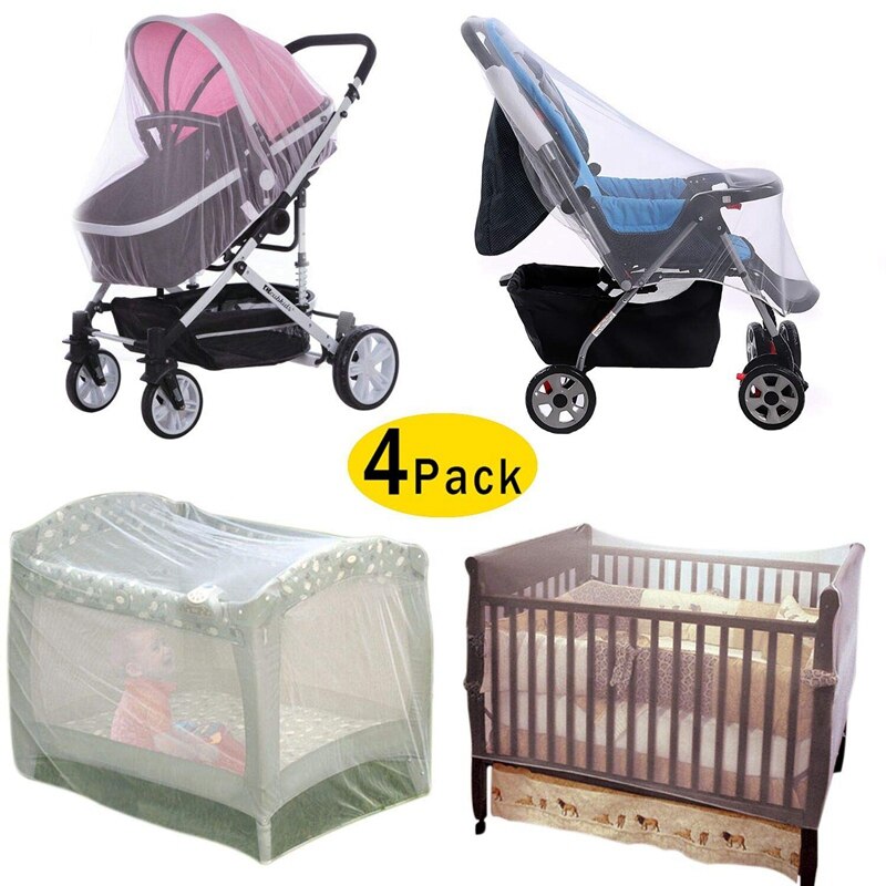 4 Pcs Baby Mosquito Nets Fit For Strollers Carriers Ultra Fine Mesh Protection Against Mosquitos Bees Flying Insects