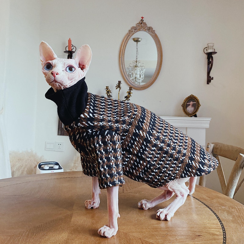 Mpk butik nackvärmande hårlös katttröja sphynx cat vinterkläder turtleneck-tröja