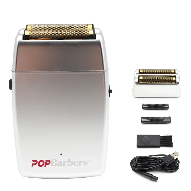11000 RPM POP Barbers P620 Electric Men's Beard Trimmer Double Foil Shaver Electric Shaver USB Hair Cutting Machine: Orange