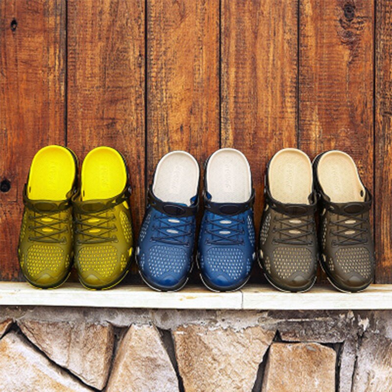 Gentlemen sandaler herr sommar snörning tofflor skor utomhus strand fritidsskor billiga manliga vattenskor plus storlek 35-45