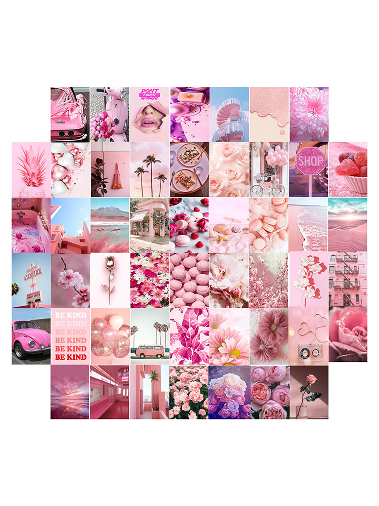 50 Stuks Roze Esthetische Foto Muur Collage Set Esthetische Posters Postkaart Collage Kit Slaapkamer Decoratie Voor Tienermeisjes Vriendelijk