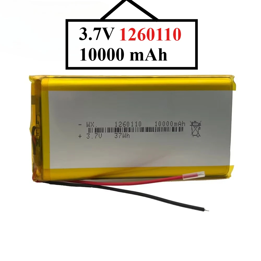 3.7v 10000mah 1260110 bateria de polímero de lítio/bateria de íon de lítio com placa de proteção para banco de potência gps 100% capacidade real