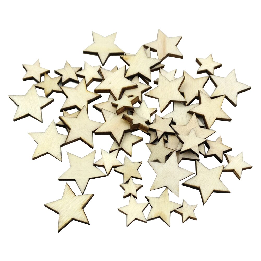 Suministros decorativos de mezcla de tamaños hechos a mano, de estrellas de madera con grafiti, adornos artesanales DIY, botones de Scrapbooking, peso ligero