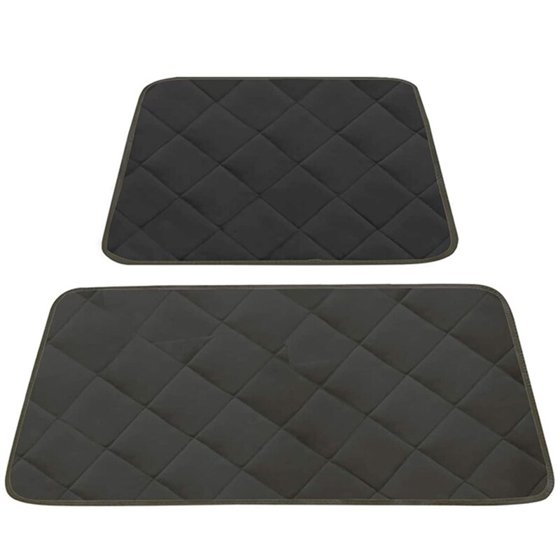 Matelas à langer lavable et réutilisable, lit pour chien, tapis de voiture pour chien, ensemble 2 pièces (1 grand et 1 petit): Black