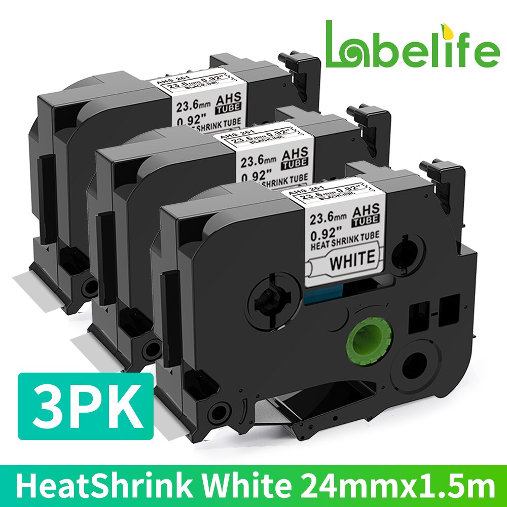 3PK Multisize HSe-231 Kompatibel für Bruder Industrielle Wärme Schrumpfen Rohr Bänder HSE-231 HSE-221 HSE241 251 211 631 für Kabel wickeln: 3P 251 Weiß 23.6mm