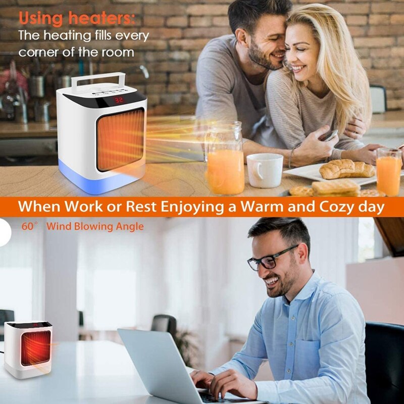Portable Electric Fan Heater With Remote Control Indoor Fireproof Winter Thermostatic Heater With PTC Ceramic Heating Technology