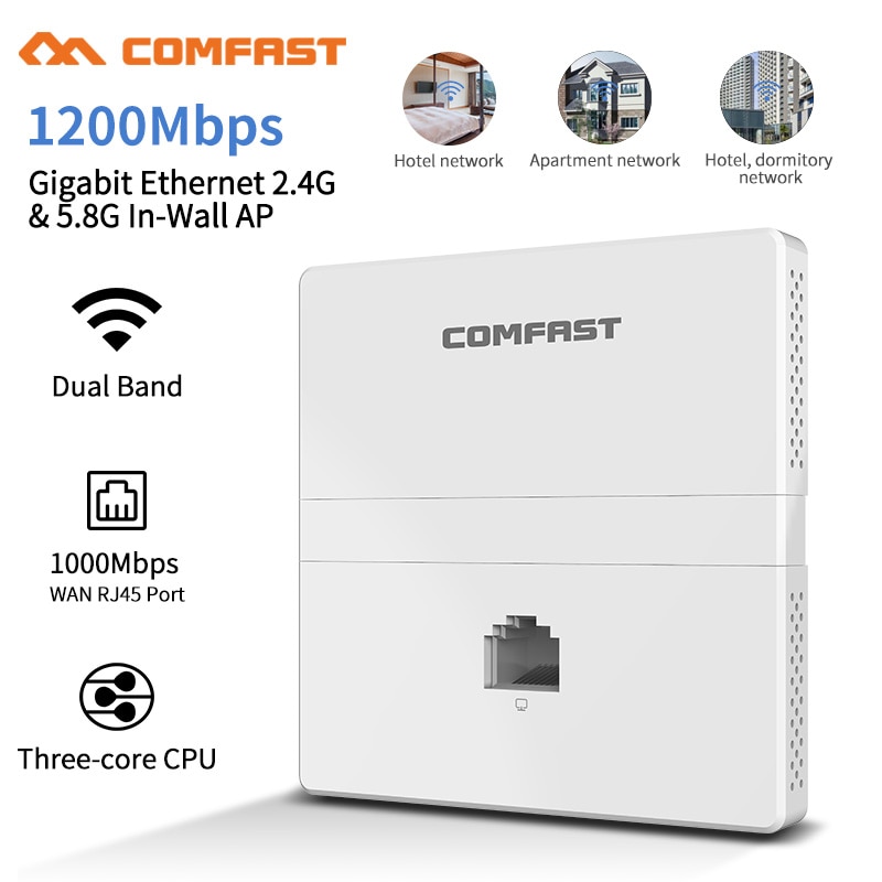 86 Type 1200Mbps In Wall AP Repeater Smart Gigabit Router Access Point 5Ghz Wireless RJ45 220V 802.3 at/af PoE WiFi Extender AP