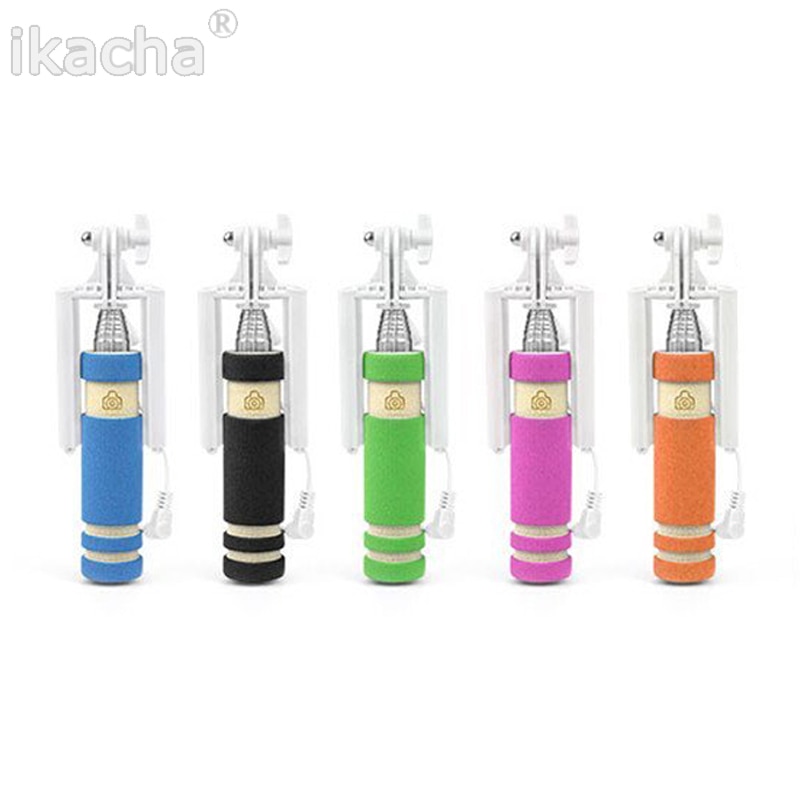 Universele Mini Selfie Stick Monopod Ingebouwde Sluiter Houder voor Iphone Samsung Android IOS Bedrade Selfie Smartphone Camera
