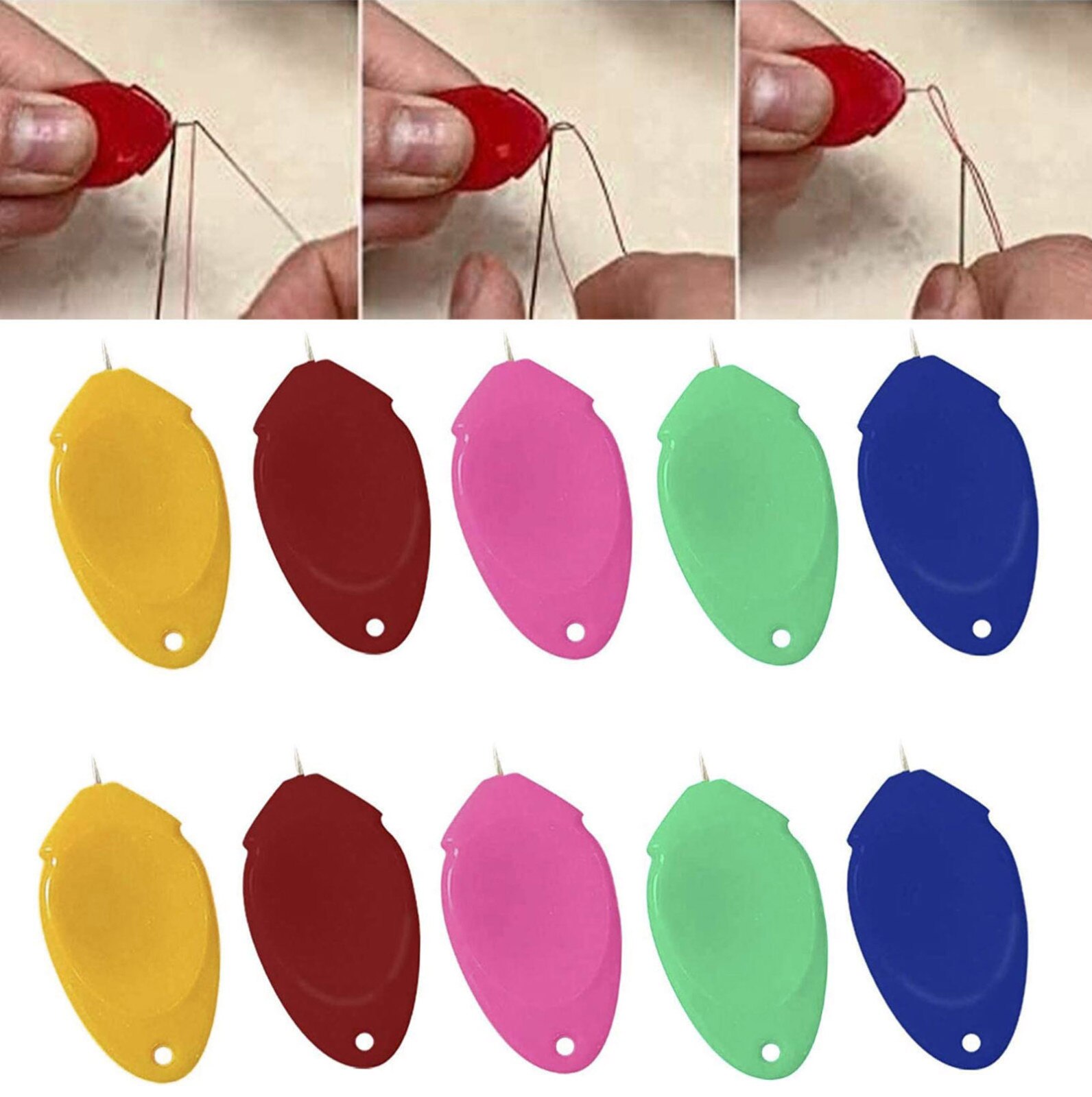 10pcs Needle Threader Hand Machine Sewing Stitch Insertion Tool for Sew Easy Automatic Sliver Bow Wire Needle Threader Home Tool