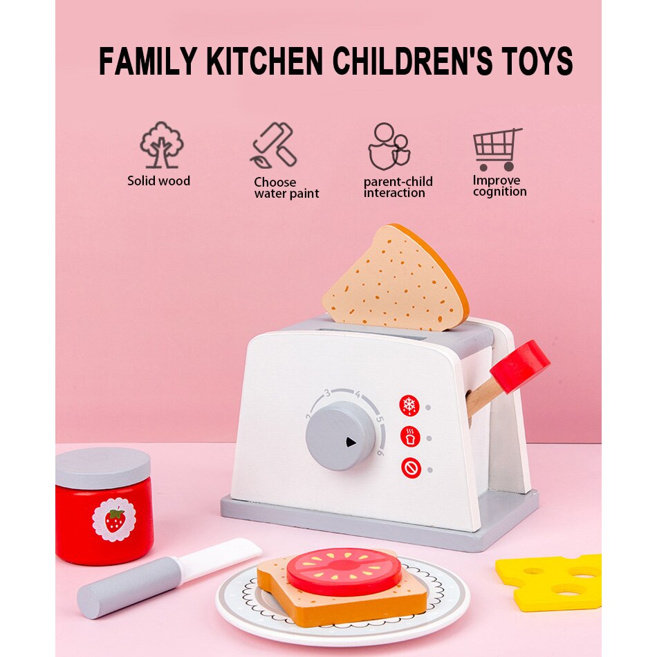 Nowe dziecko drewniane udawaj zagraj zestawy symulacja tostery maszyna robić chleba ekspres robić kawy mikser zestaw robić pieczenia gra mikser kuchnia rola zabawki: B