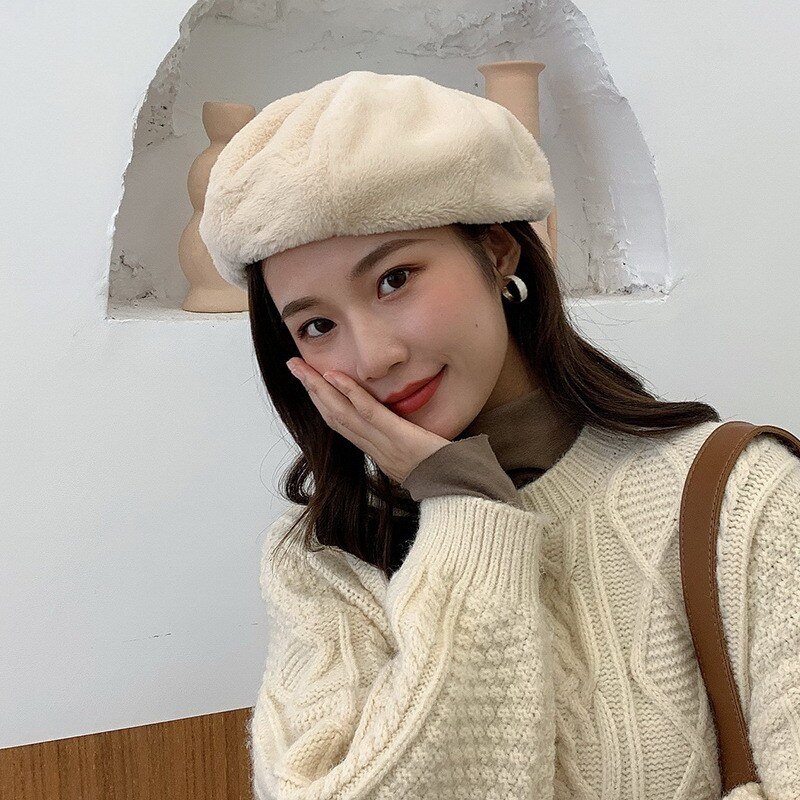 Vrouwen Kawaii Beer Ear Beanie Hoed Sjaal 2 in 1 - Leuke Winter Warm Sherpa Dikker Fleece Fuzzy Japanse Pluizige Gebreide Hoed Cap, Koffie, 7-7 1/8