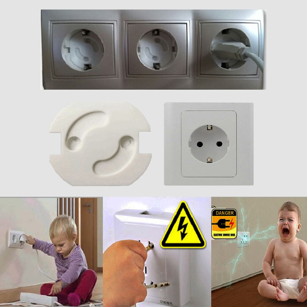 Cubierta giratoria de seguridad para bebés, cerradura de seguridad de plástico con 2 orificios, estándar europeo redondo, contra enchufe de protección eléctrica, 10 Uds.