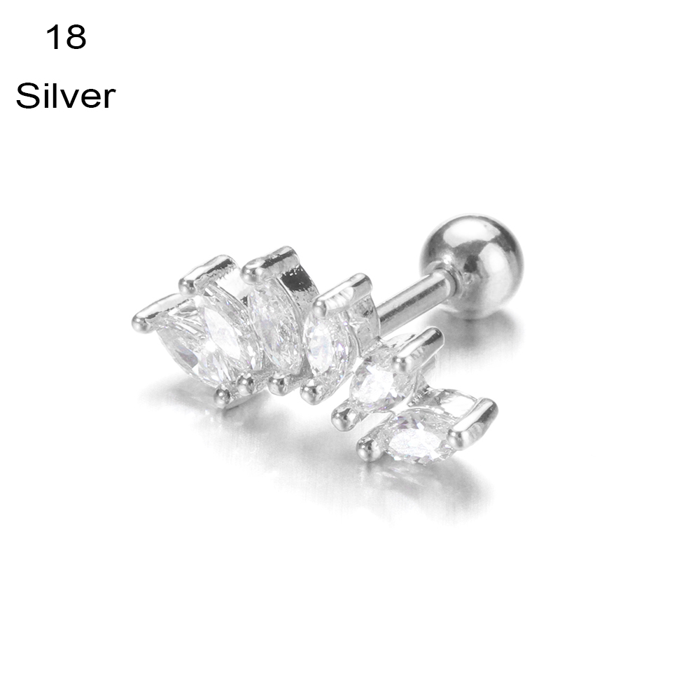 1PC Ear Stud Silver Color CZ Stud Piercing Moon Star Cartilage Earring Tragus Stud Helix Cartilage Piercing Jewelry: Silver-18