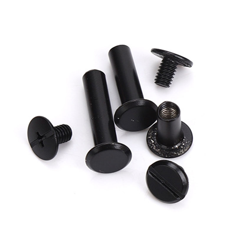 10pcs Matte Black Metal Binding Chicago Screws Studs Rivets Slotted Belt Screw for Photo Album Desk Menu Wallet Fasteners