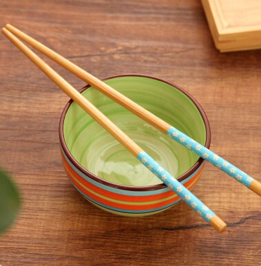 Palillos florales pequeños, palillos de madera para cocinar fideos, olla para freír, palitos de comida de estilo chino, herramientas de cocina, 1 par: 5