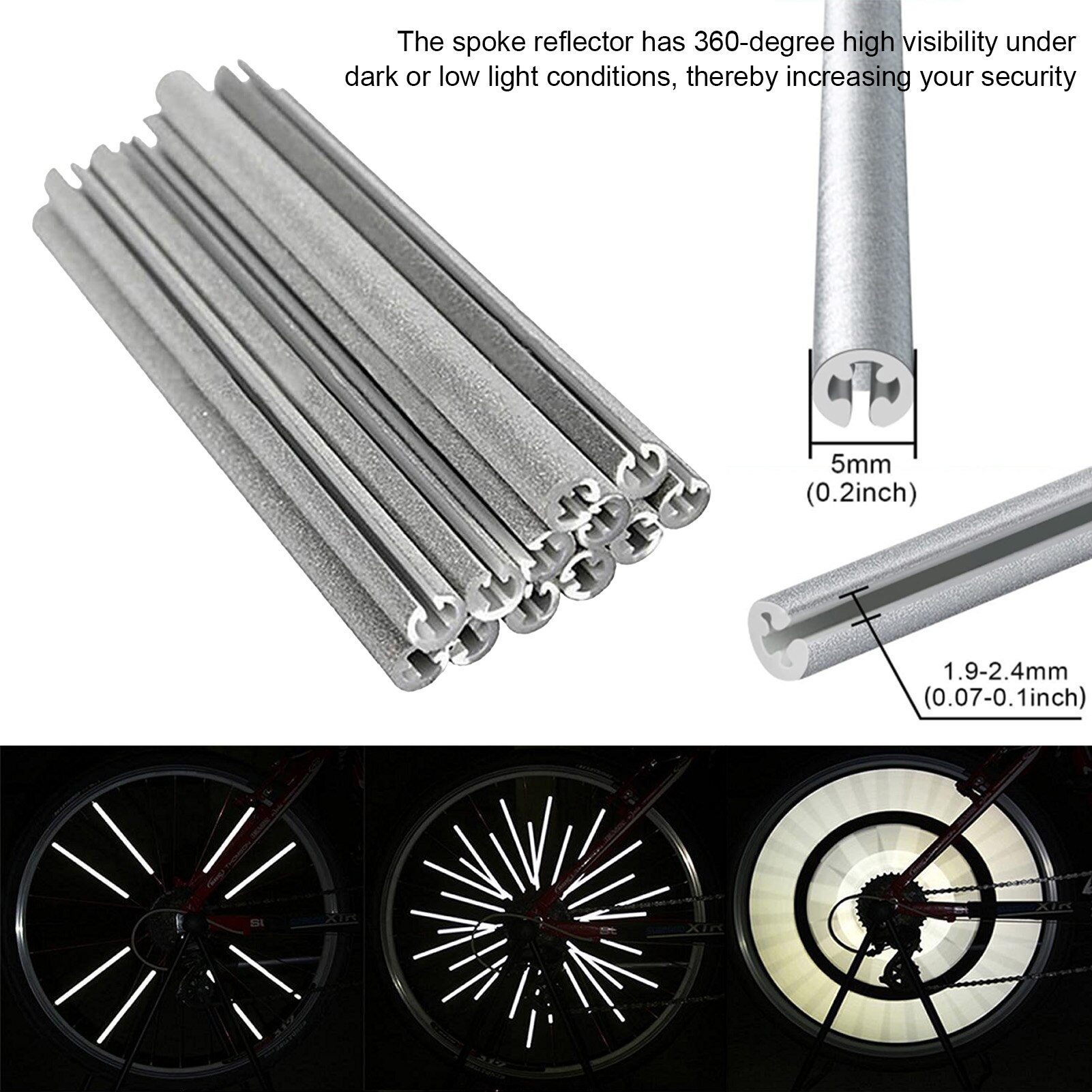 36Pcs Fiets Wheel Spoke Reflectoren Fiets Accessorie Fiets Fietsen Reflecterende Spoke Covers Mount Clip Sticker Tube Waarschuwing Strip