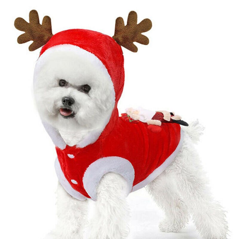 Kerst Hond Kostuum Kleding Santa Hond Coral Fleece Shirt Puppy Pluche Kleding Hond Casual Jas Kerst Hond Levert