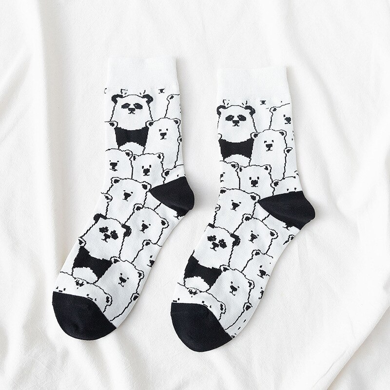 Meias femininas animal panda engraçado meias criativo streetwear doce bonito coreano kawaii dos desenhos animados meias skarpetki sokken calcetines soks: F