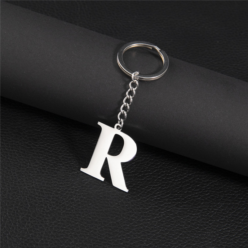 Punk diy az bokstäver nyckelring kvinnor metall initial hänge nyckelring ring för män trend 26 alfabet nyckelring väska tillbehör