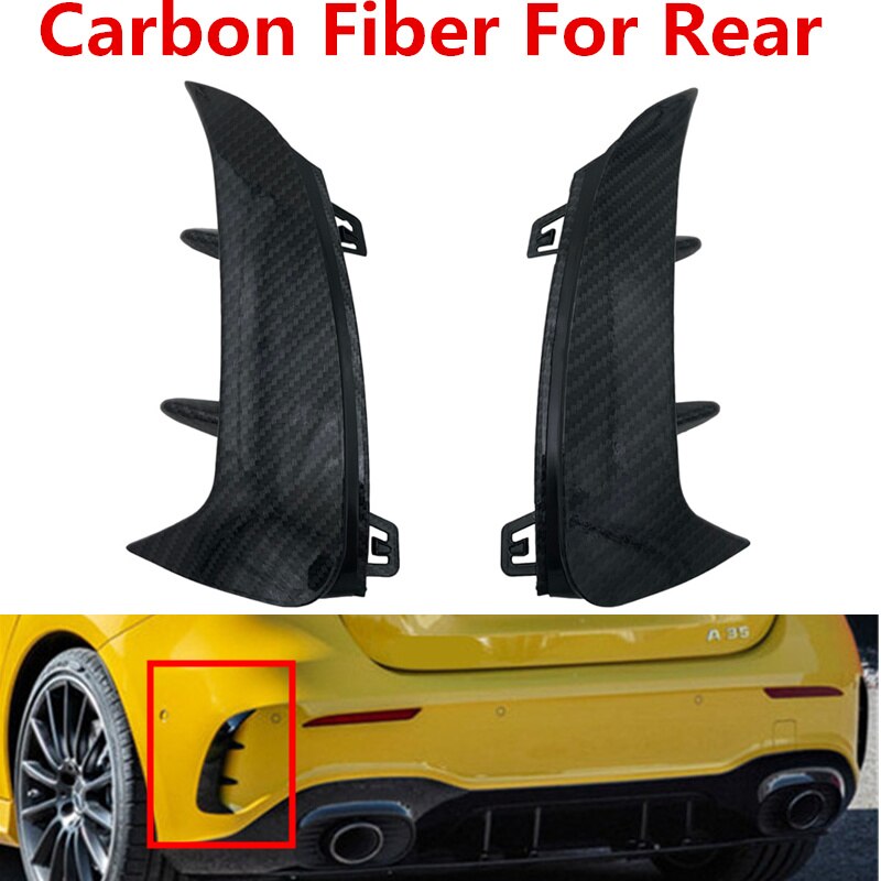 For Benz W177 AMG Line A Class A200 A250 A35 Front Rear Bumper Lip Fog Lamp Cover Chin Spoiler Splitter Body Kit Canards: Carbon Fiber Rear
